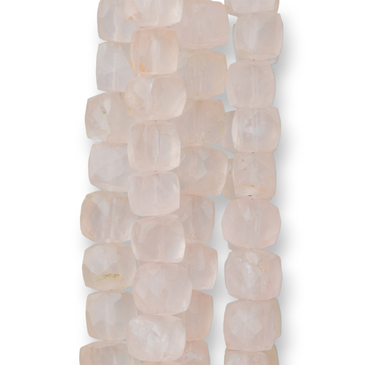 MachineCut Indian Stones facettierter Würfeldraht 14–15 cm Durchmesser 8–10 mm Rosenquarz