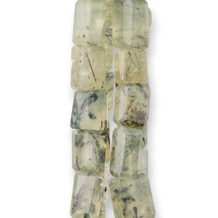 Maschinell geschnittene indische Steine, facettierter, unregelmäßiger Stein, 14–15 cm, Drahtstärke 8–10 x 13 mm, Prenite