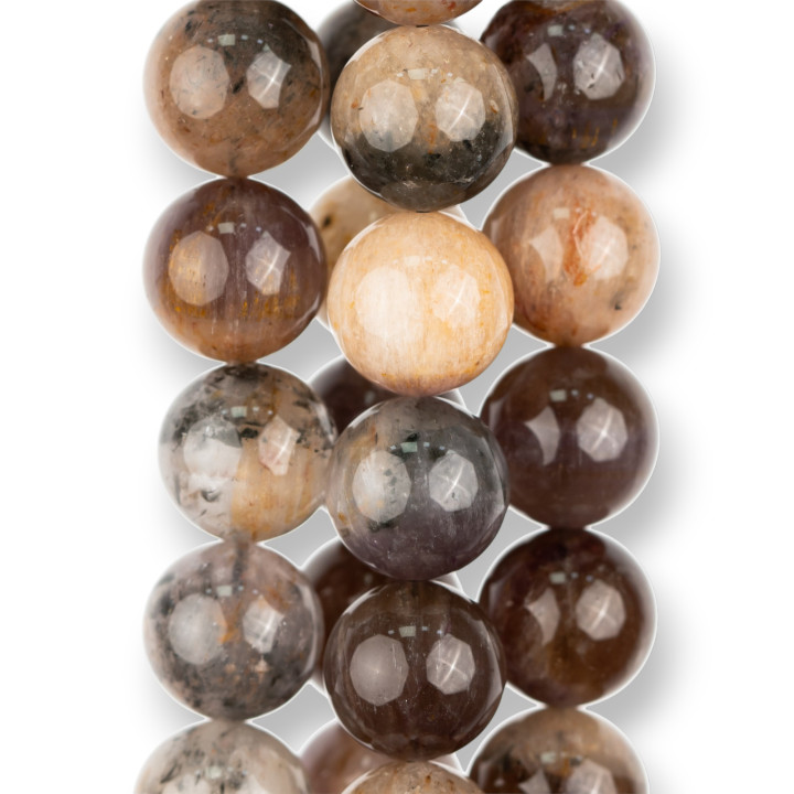 Quartz Rutile Fancy Top Rond Lisse 15mm