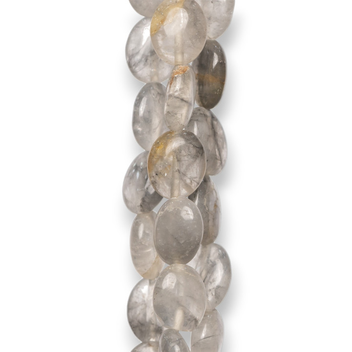 Cuarzo Gris Oval Plano 08x10mm Crudo