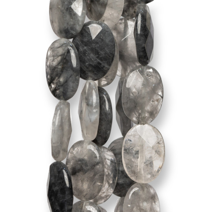 Cuarzo Gris Oval Facetado Plano 08x10mm