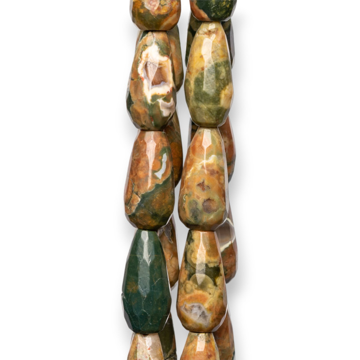 Rhyolite Drops Faceted Briolette 15x20mm