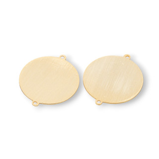 Componente Connettore Di Argento 925 Piastra Spazzolata Cerchio 18mm 4pz Dorato