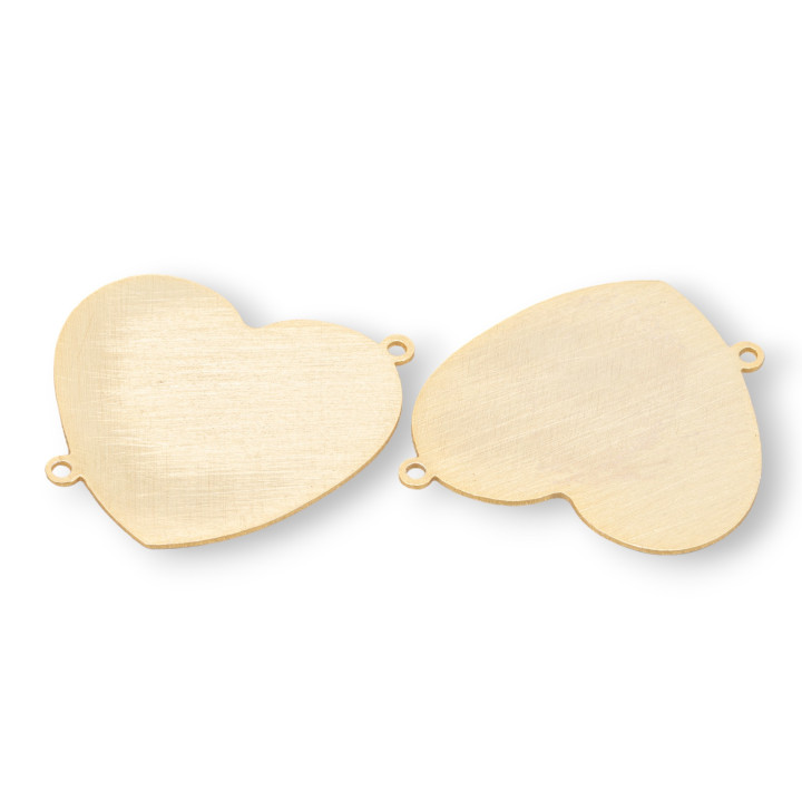 Componente conector de plata 925, placa de corazón cepillada, 20 mm, 4 piezas, dorado