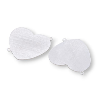 Composant de Connecteur en Argent 925 Plaque Coeur Brossé 20mm 4pcs Plaqué Rhodium