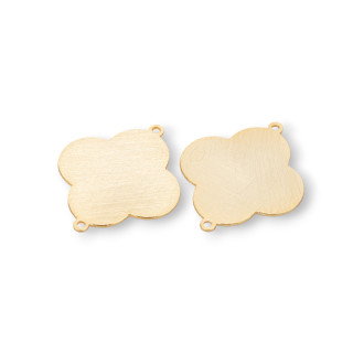 925 Silver Connector Component Brushed Four Leaf Clover Plate 17mm 4pcs Golden