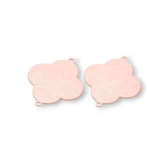 925 Silver Connector Component Brushed Four Leaf Clover Plate 17mm 4pcs Rose Gold