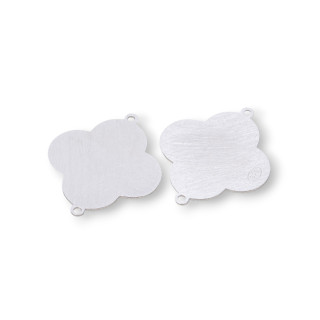925 Silver Connector Component Brushed τετράφυλλο πιάτο τριφύλλι 17mm 4 τεμ.