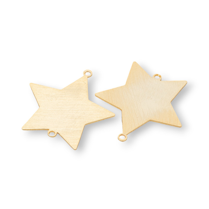 Composant Connecteur Argent 925 Plaque Brossée Étoile 21mm 6pcs Doré