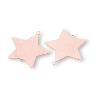 925 Silver Connector Component Brushed Plate Star 21mm 6pcs Rose Gold