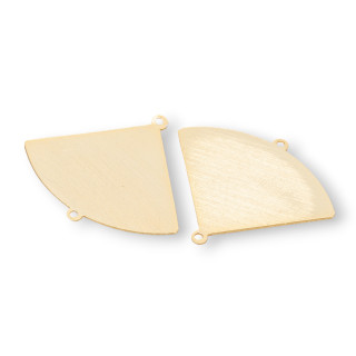 Componente Connettore Di Argento 925 Piastra Spazzolata Ventaglio 25x20mm 4pz Dorato