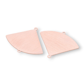 Componente Connettore Di Argento 925 Piastra Spazzolata Ventaglio 25x20mm 4pz Oro Rosa