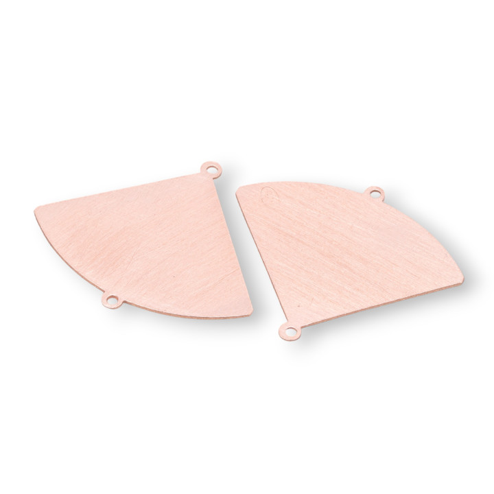 Componente Connettore Di Argento 925 Piastra Spazzolata Ventaglio 25x20mm 4pz Oro Rosa