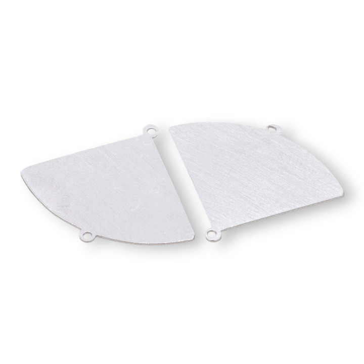 Componente Connettore Di Argento 925 Piastra Spazzolata Ventaglio 25x20mm 4pz Rodiato