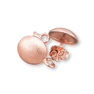 Base de pendiente de plata 925 Poste de hemisferio cepillado 10 mm 3 pares de oro rosa