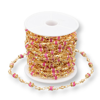 Brass Rosary Chain With Semi-precious Stones Rondelle 5mm 10 Meters Rhodochrosite Jade