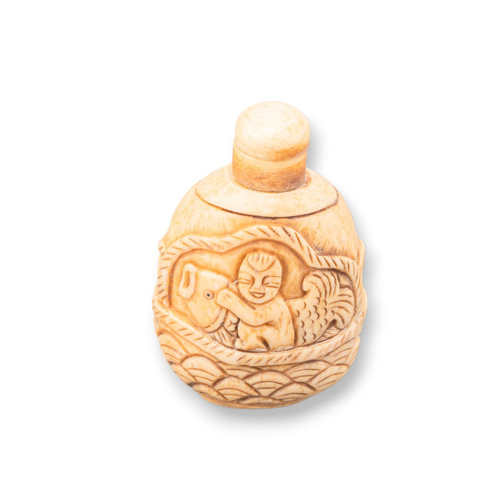 Oggettistica Netsuke di Osso Inciso a Mano 1pz 45x65mm