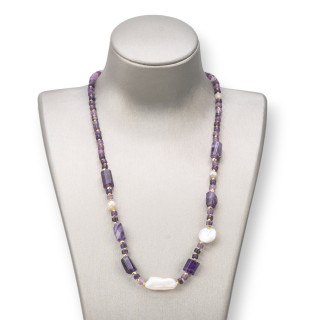 Necklace of semiprecious stones, pearls and hematite - Elegance and Style | World or