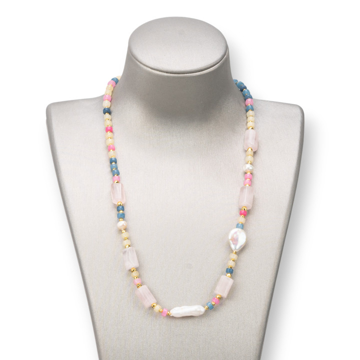 Necklace of semiprecious stones, pearls and hematite - Elegance and Style | World or