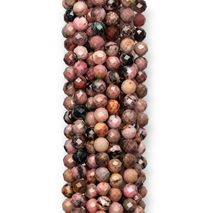 Rodonita Facetada Corte Diamante 4.0mm Claro Áspero