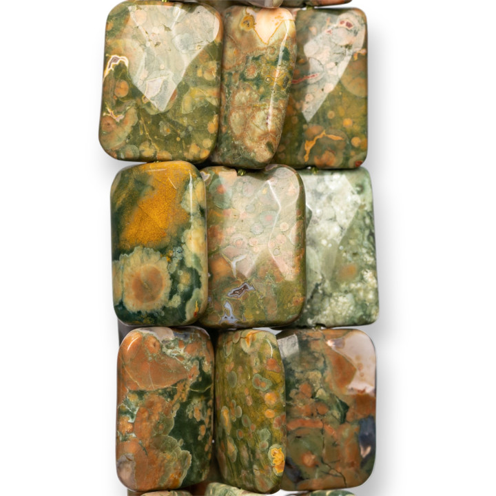 Rhyolite Flat Faceted Rectangle 18x22mm Green