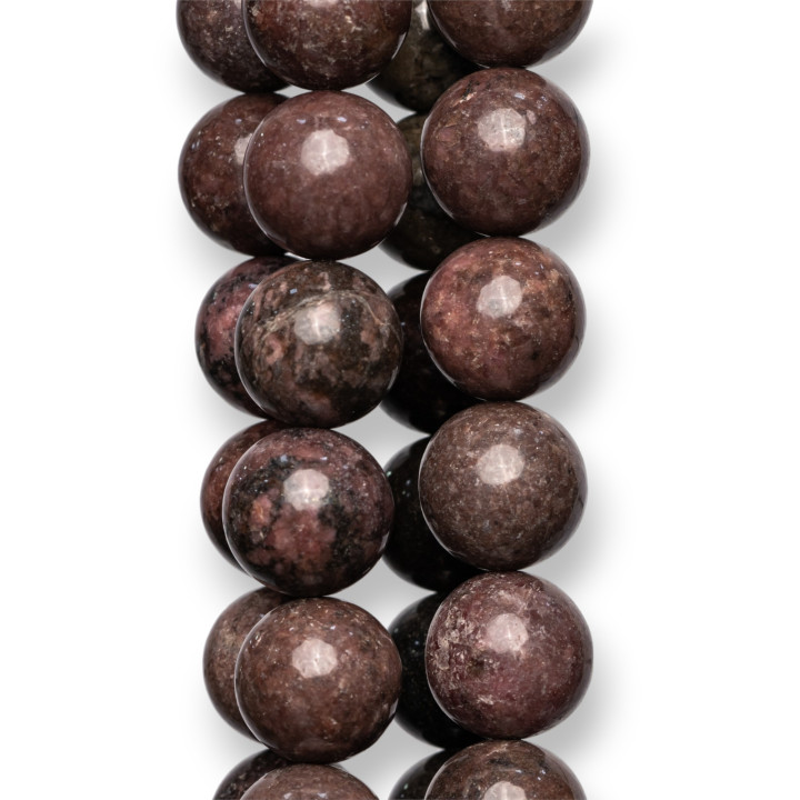 Rodonita Áspero Redondo Liso 12mm Oscuro