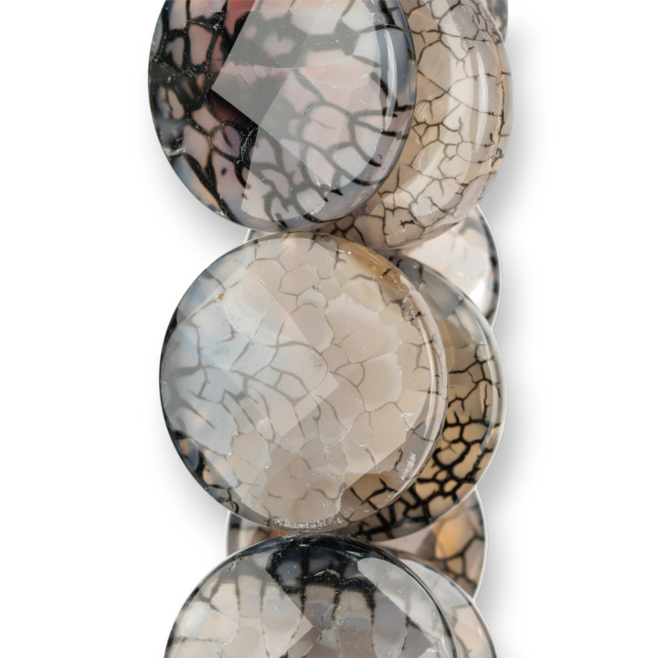 Agate Feu Noire Ronde Plate Facette 40-45mm