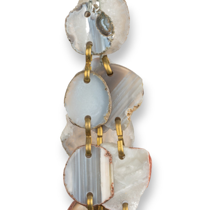 Plaque perforée irrégulière en agate grise rugueuse 9pcs 20-50mm