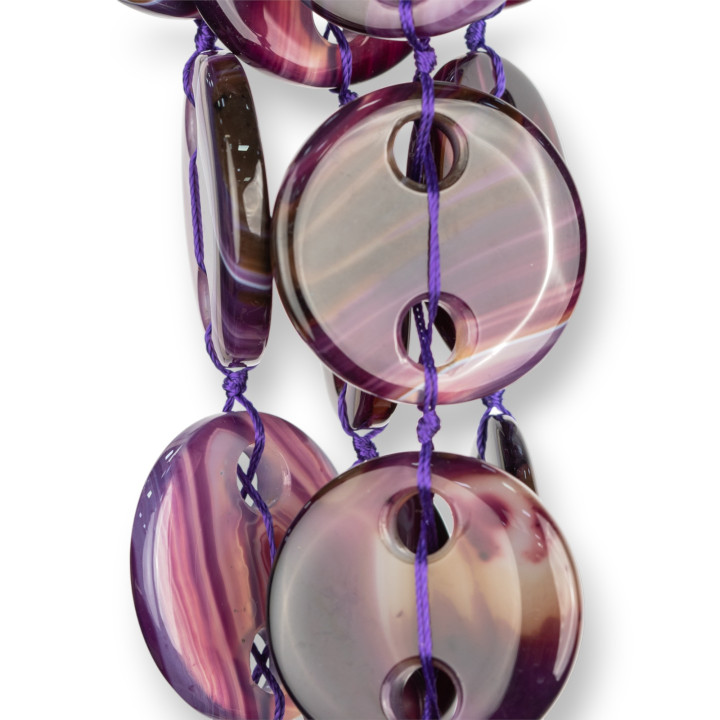 Ágata Lisa Plana Redonda Morada Sin Agujero Pasante 45mm 8pcs