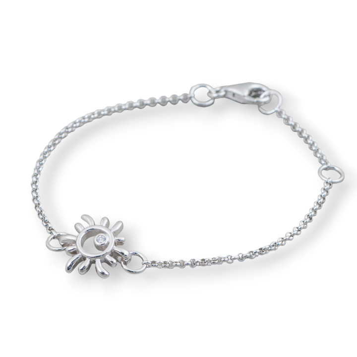 925 Silber Armband Design Italien mit Mitte 14mm Länge 19cm-16,5cm Rhodium