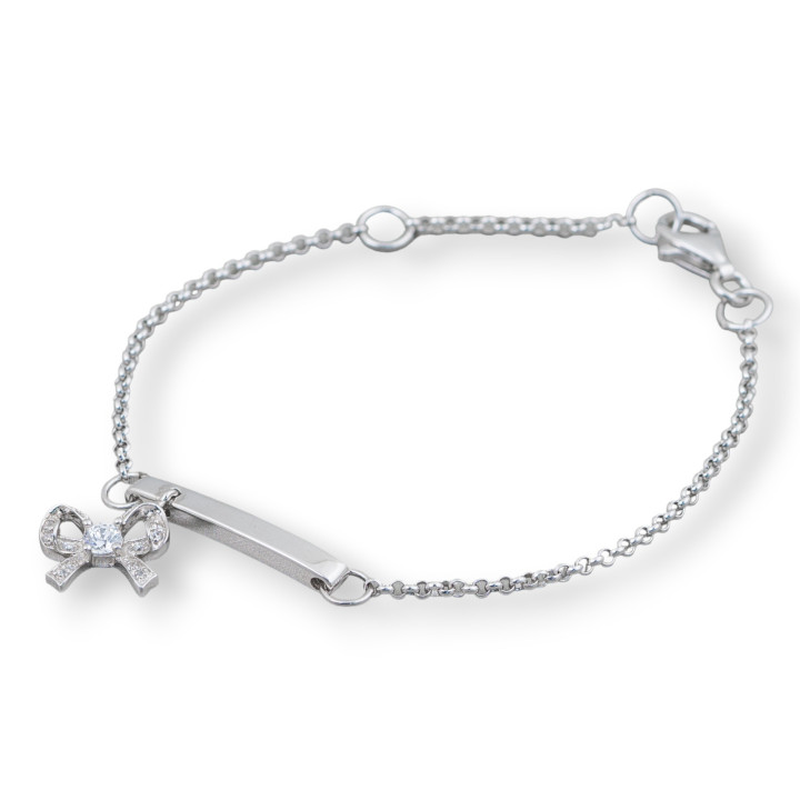 Pulsera de Plata 925 Diseño Italia Con Lazo Central Y Punto De Luz Longitud 19cm-16.5cm Rodiada