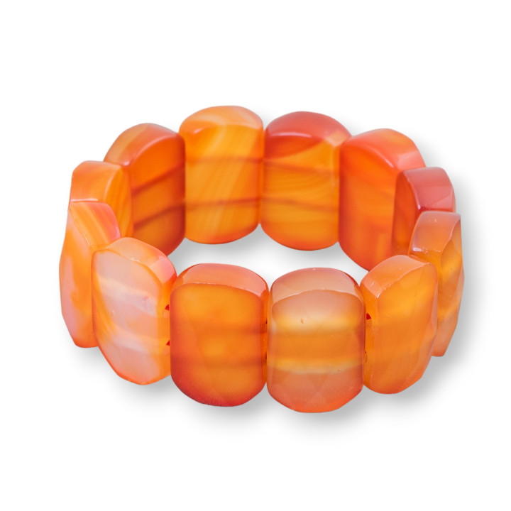 Bracelet Pierres Précieuses Barres 26mm Cornaline Rectangle Facette 26x18mm Clair