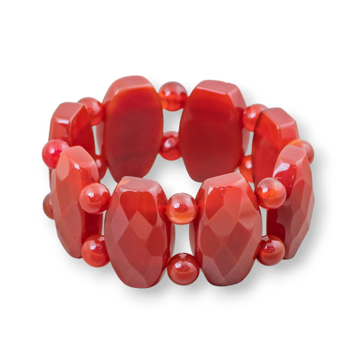 Edelsteinarmband mit Stäben 29mm Karneol Oval facettiert 29x18mm