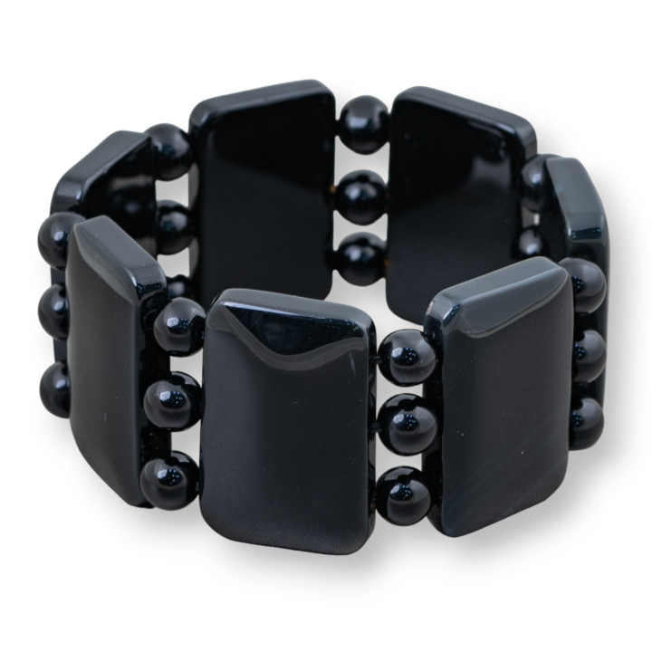 Bracciale Di Pietre Dure A Barrette 35mm Onice Rettangolo Liscio 35x22mm