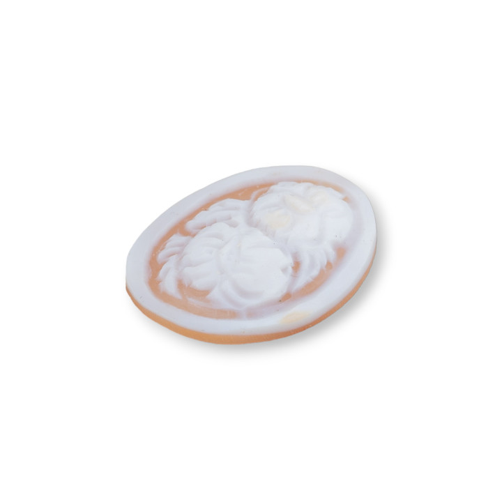 Hand Engraved Cameo Made in Italy of Sardonyx Shell Flowers Oval 18x25mm 2pcs Mod1