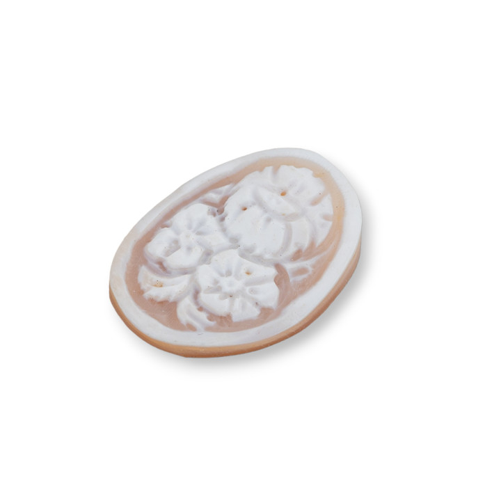 Χειροποίητο Cameo Made in Italy από Sardonyx Shell Flowers Oval 18x25mm 2τμχ Mod2