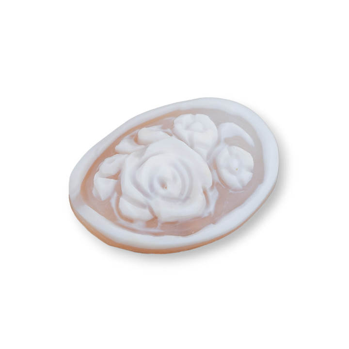 Χειροποίητο χαραγμένο Cameo Made in Italy από Sardonyx Shell Flowers Oval 22x30mm 2τμχ Mod2