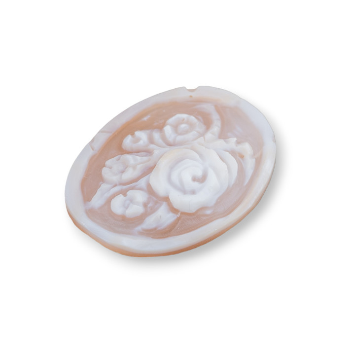 Camafeo Grabado A Mano Hecho En Italia De Flores De Concha Sardónica Ovalado 22x30mm 2pcs Mod3
