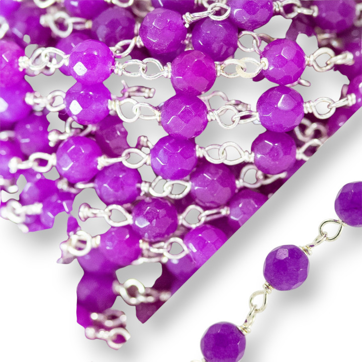 Chapelet Jade Sphère Facette 4mm 5 Mètres Violet