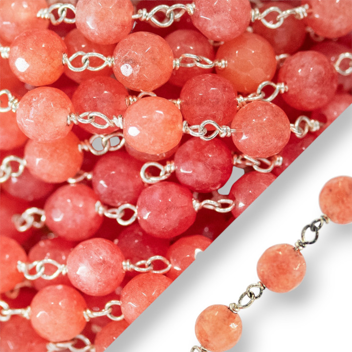 Brass Rosary Chain Jade Faceted Sphere 8mm 5 Meters