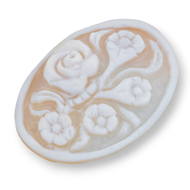 Χειροποίητο Cameo Made in Italy από Sardonyx Shell Flowers Oval 40x50mm 1pc Mod1