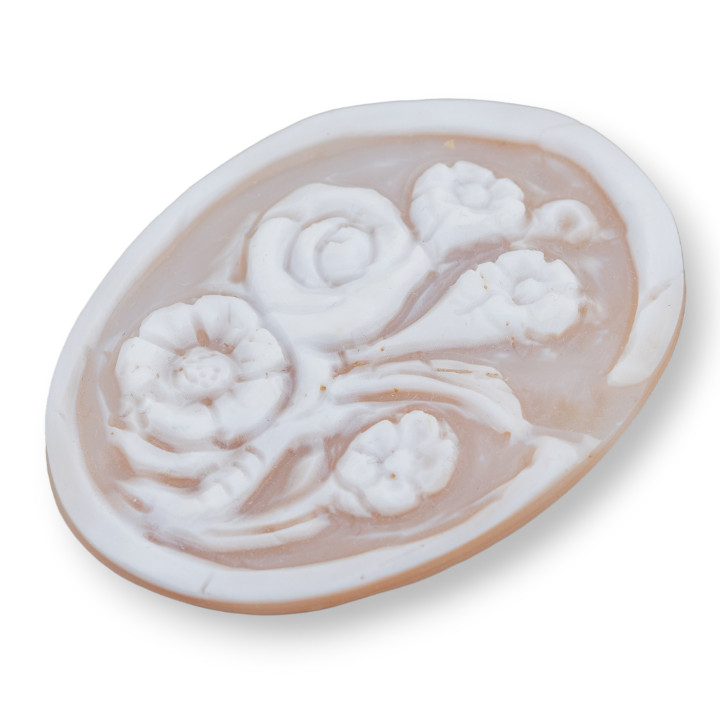 Handgravierte Kamee, hergestellt in Italien, aus sardonischen Muschelblumen, oval, 40 x 50 mm, 1 Stück, Mod10