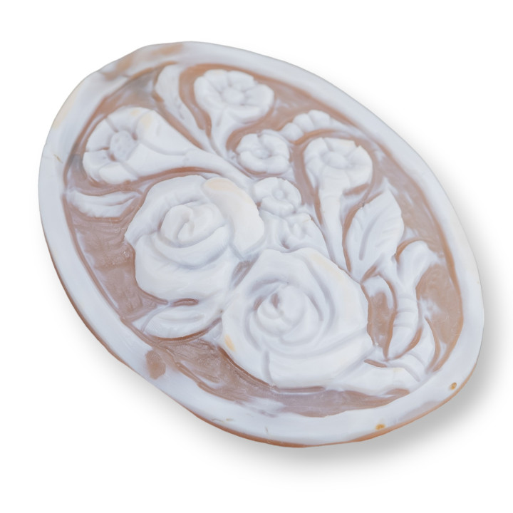 Χειροποίητο Cameo Made in Italy από Sardonyx Shell Flowers Oval 46x60mm 1pc Mod1