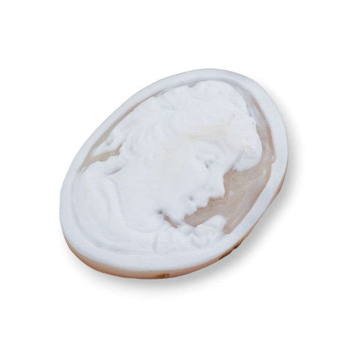 Χειροποίητο χαραγμένο Cameo Made in Italy από Sardonic Shell Oval Γυναικείο Πρόσωπο 26x35mm 1pc Mod1