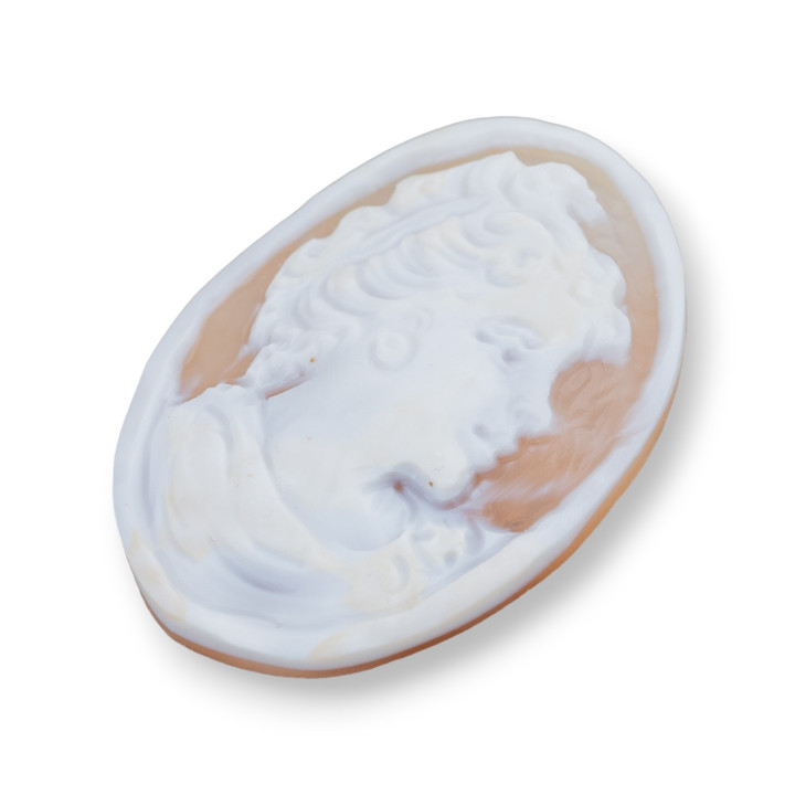 Χειροποίητο Cameo Made in Italy από Sardonic Shell Οβάλ Γυναικείο Πρόσωπο 30x40mm 1τμχ Mod1