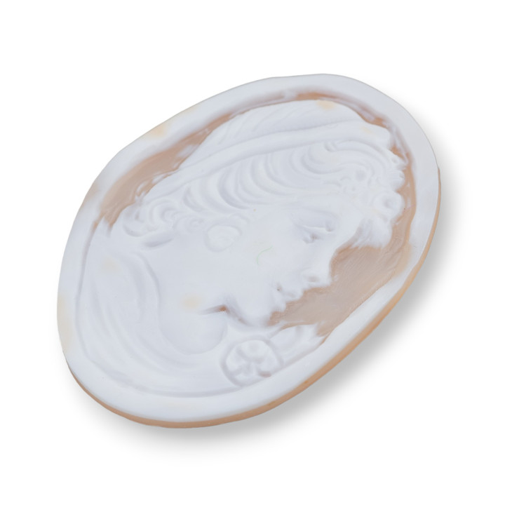 Χειροποίητο Cameo Made in Italy από Οβάλ Γυναικείο Πρόσωπο Sardonic Shell 35x45mm 1pc MOD1