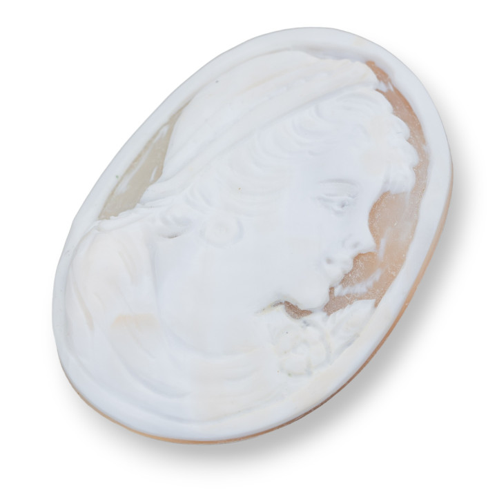 Χειροποίητο Cameo Made in Italy από Οβάλ Γυναικείο Πρόσωπο Sardonic Shell 46x60mm 1pc Mod2