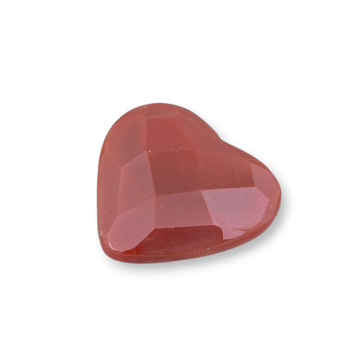 Componente de cabujón de corazón facetado grande 30 mm 2 piezas Ágata roja