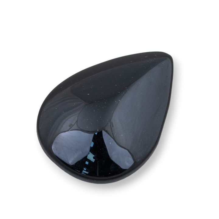 Large Drop Cabochon Component 28x40mm 2τμχ Μαύρος Αχάτης