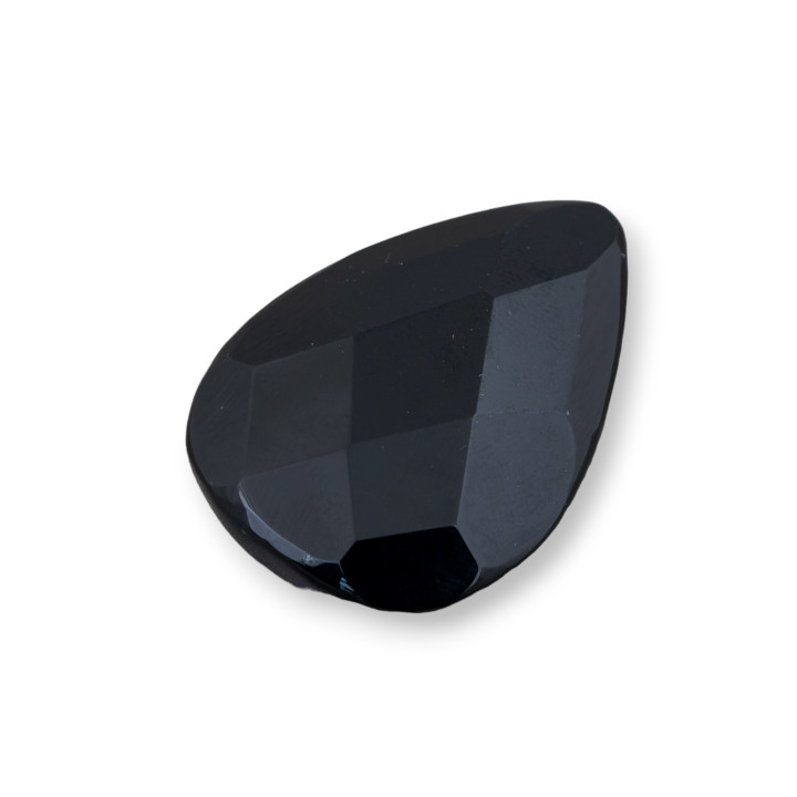 Cabochon Grosse Goutte Facette 30x40mm 1pc Agate Noire
